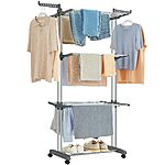 SONGMICS Clothes Drying Rack Stand 4-Tier, Foldable Laundry Drying Rack 67.7-Inch Tall, Stainless Steel, Rolling Clothes Horses Dryer Rack, Easy to Assemble $34.76