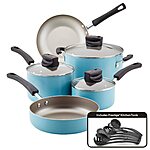 Farberware Smart Control Nonstick Cookware Pots and Pans Set, 14 Piece, Aqua $56.51