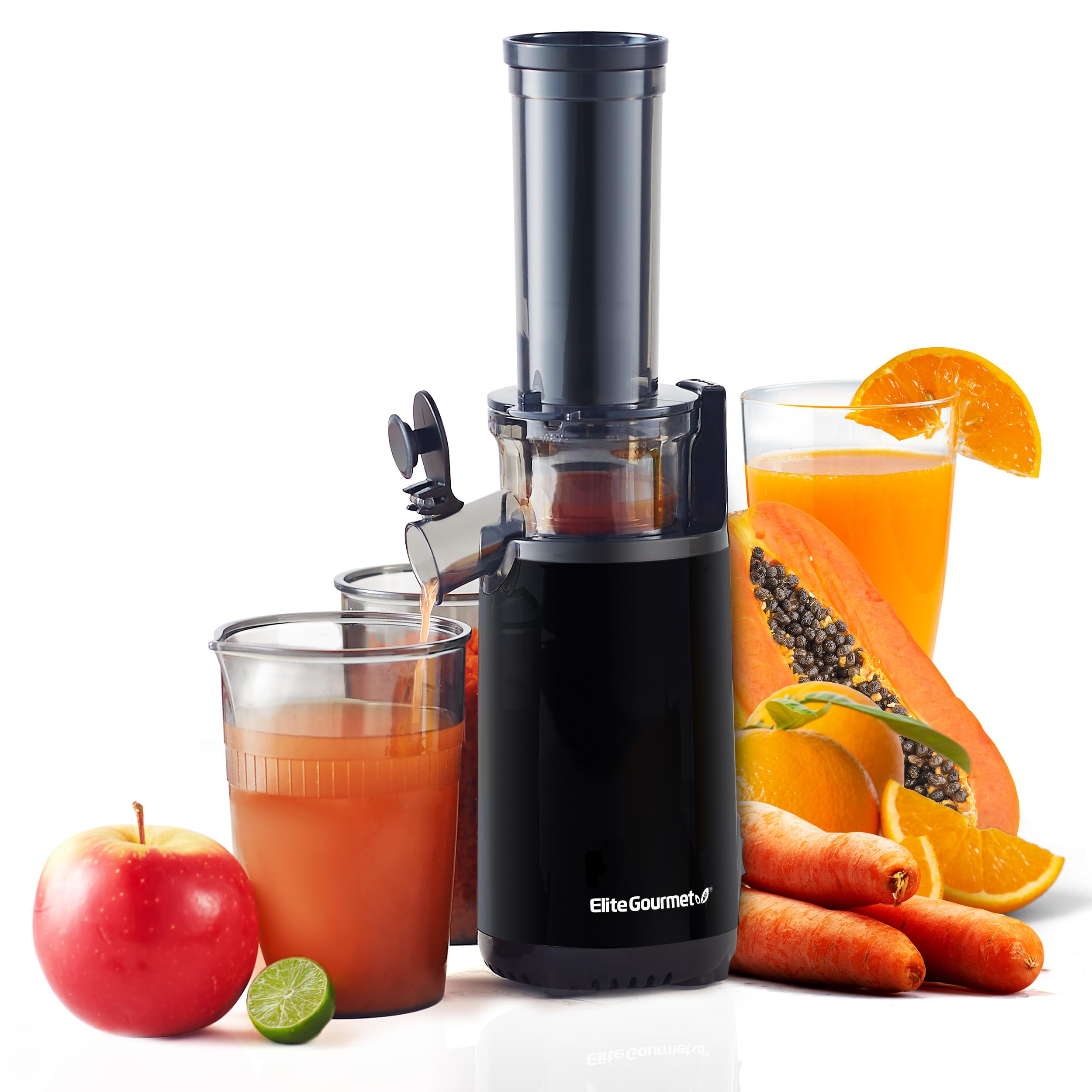 Elite Gourmet EJX600 Compact Small Space-Saving Masticating Slow Juicer, Cold Press Juice Extractor, Nutrient and Vitamin Dense, BPA-Free Tritan 16 oz, Charcoal Grey $34.49