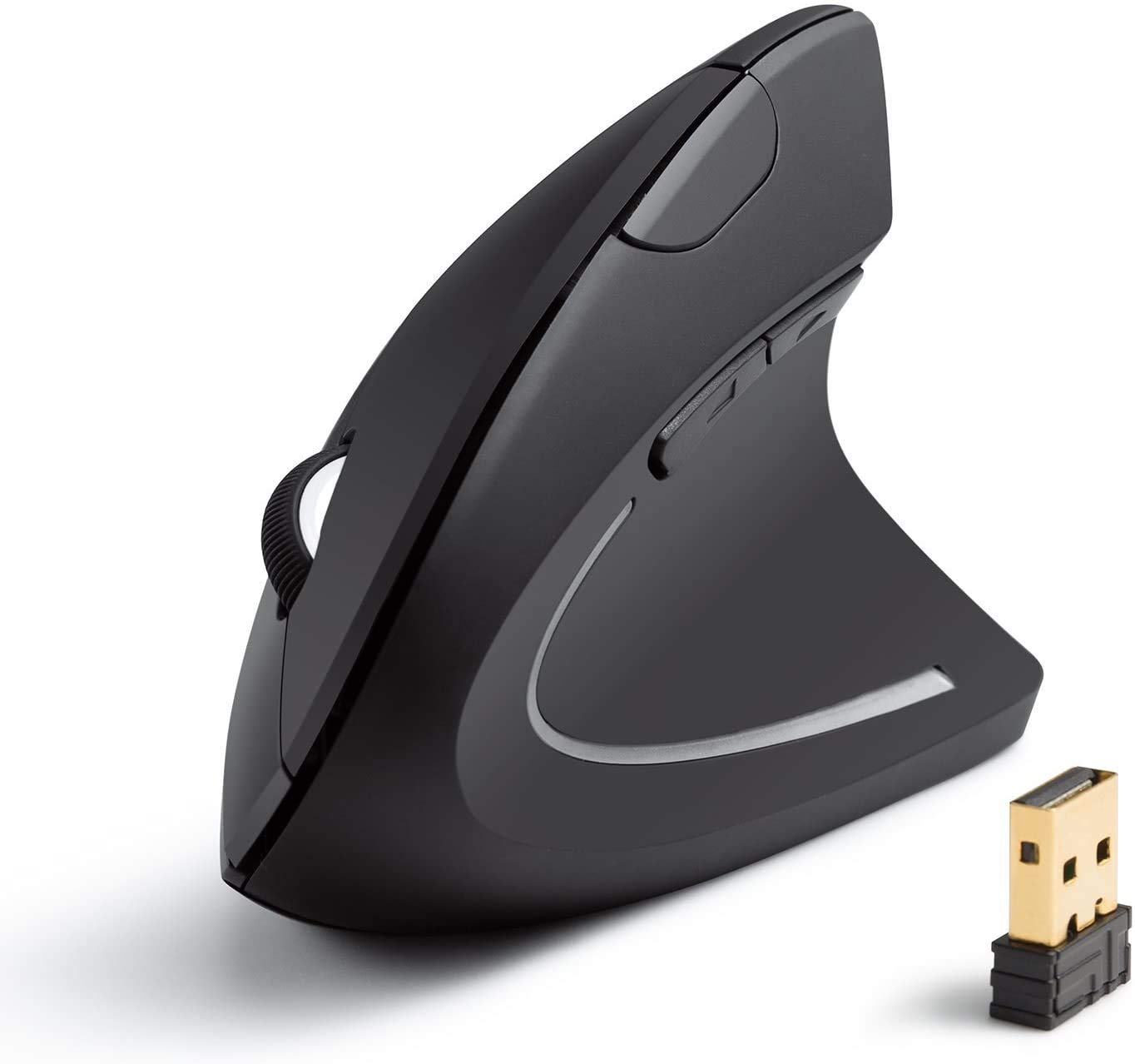 Anker 2.4G Wireless Vertical Ergonomic Optical Mouse, 800 / 1200 /1600 DPI, 5 Buttons for Laptop, Desktop, PC, Macbook - Black $18.99