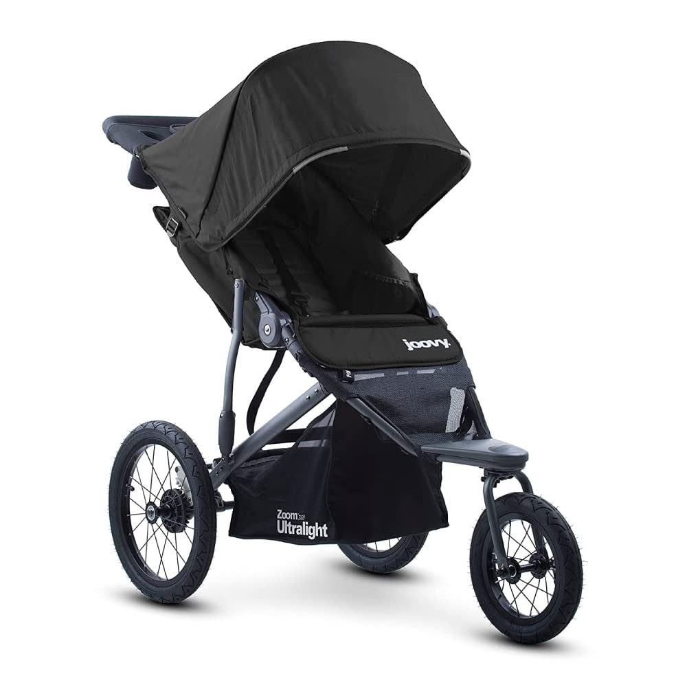 Joovy Zoom360 Ultralight Jogging Stroller Featuring High Child Seat, Shock-Absorbing Suspension, Extra-Large Air-Filled Tires,  Air Pump, and Easy One-Hand Fold (Black) $175