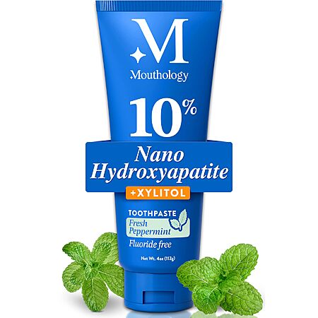 (S&S) Mouthology 10% Nano Hydroxyapatite Toothpaste Fluoride Free, Whitening*, Enamel Care*, Sensitive Teeth*, SLS Free, Mint 4oz (USA Made) - $6.99