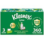 $4.50 3-Pack 120-Count Kleenex 3 Ply Lotion Facial Tissues with S&amp;S