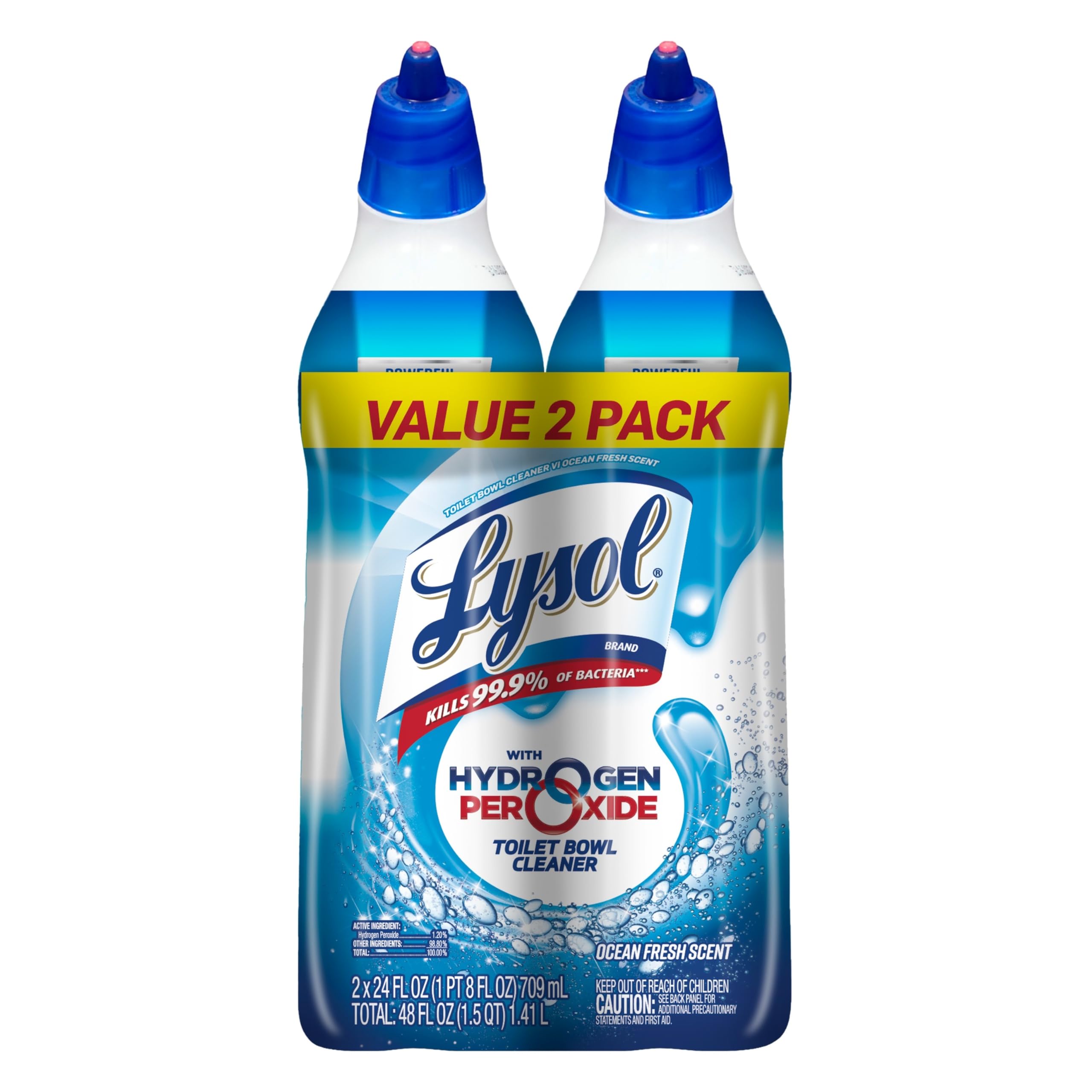 $3.72 2-Pack Lysol Toilet Bowl Cleaner Gel Ocean Fresh Scent, 24oz with Hydrogen Peroxide Amazon