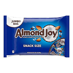 20.1-Oz Almond Joy Jumbo Bag Snack Size Coconut and Almond Chocolate Bars .90