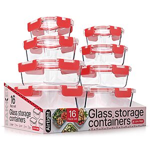 16-Piece Bakken Borosilicate Glass Food Storage Containers w/ Lids (3 Colors) 