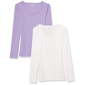 2-Pack Amazon Essentials Women's Slim-Fit Scoop Neck Sweater (Lilac / White) $7.95 