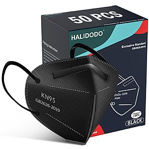 $5.56 50-Pack Black Halidodo KN95 Face Masks with S&amp;S (other colors available for $6.78 to $7.52)
