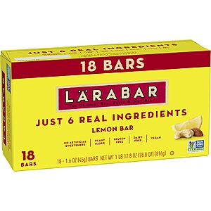 8.99 18-Count Larabar Lemon Bars 1.6 oz with S&S