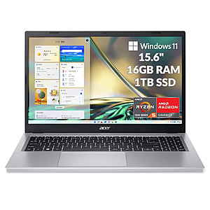 $239.93 Acer Aspire 3 15.6" Touch Laptop Ryzen 5 7520U 16GB RAM 1TB SSD (Certified Refurbished)