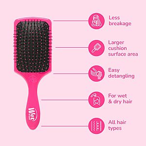 6.50 Wet Brush Paddle Detangler Hair Brush (Pink and Pink Frost