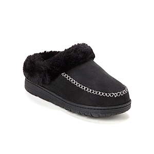 6.99 to $9.99 Womens Dearfoams Cozy Comfort Moc Toe Clog Slippers (Black,5-6 and 7-8 only
