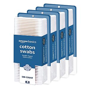 $7.65 4-Pack 500-Count Amazon Basics Cotton Swabs (2000-ct total) with S&S