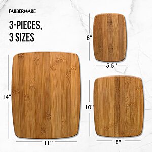$9.12 Farberware 3-Piece Kitchen Cutting Board Set.  Can be used as Charcuterie Board, Cheese Board, Bread Board