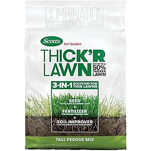 $15.56 Scotts Turf Builder THICK'R Lawn Tall Fescue 12 lb Grass Seed, Fertilizer and Soil Improver