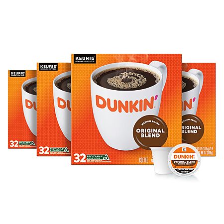 $30.31 Dunkin' Original Blend Medium Roast Coffee, 128 Keurig K-Cup Pods S&S