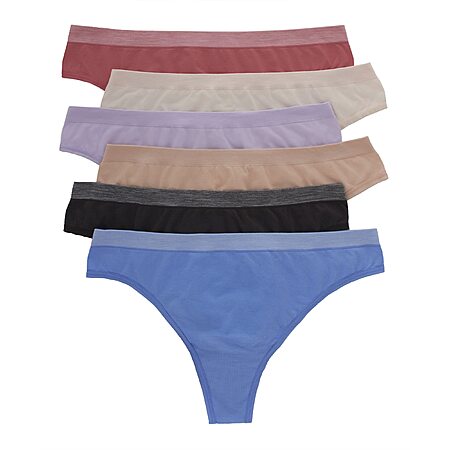 $8.88 6-Pack Hanes Women's Thong Panties Comfort Flex Seamless Underwear (Assorted colors) Amazon