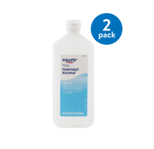 Walmart Equate 70% isopropyl alcohol back in stock.  $3.92