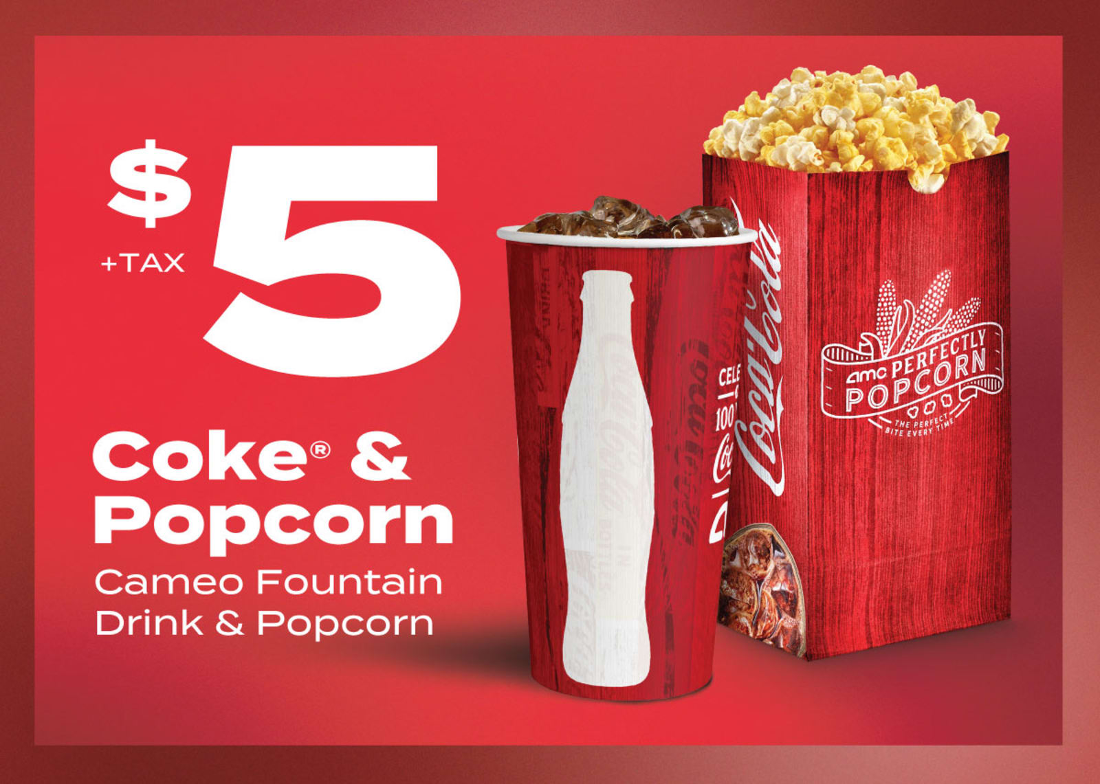AMC Theatres 5 Cameosized Popcorn & Fountain Drink Combo for Teens