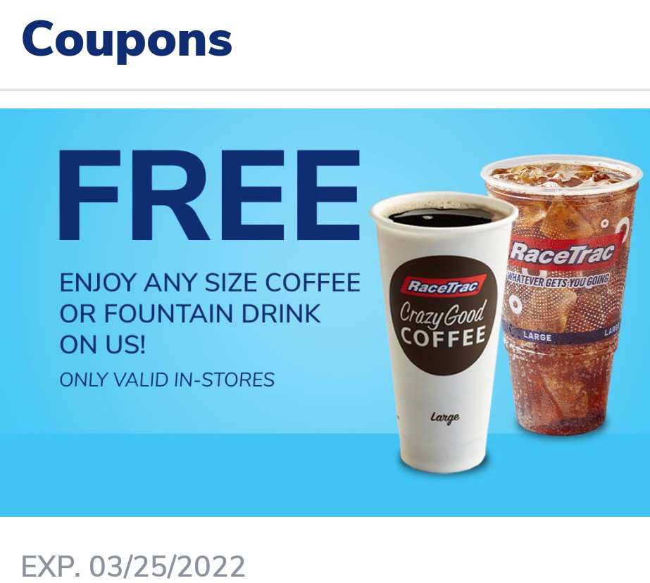 RaceTrac Rewards Upgrade / Reset Password, Get Free Coffee, Frozen, or Fountain Drink