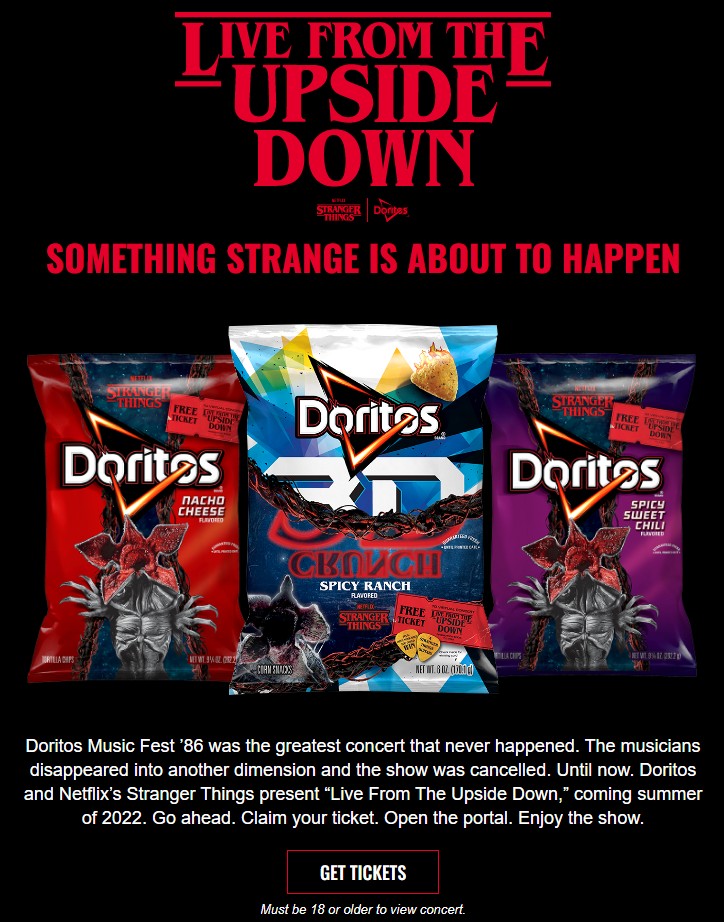 Free Doritos Stranger Things Virtual Concert (Register Now). Concert