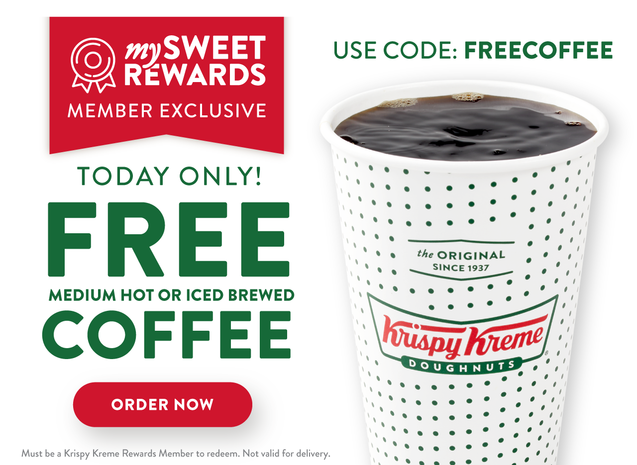 Krispy Kreme Rewards: Free Medium Hot or Iced Brewed Coffee (6/13 only)