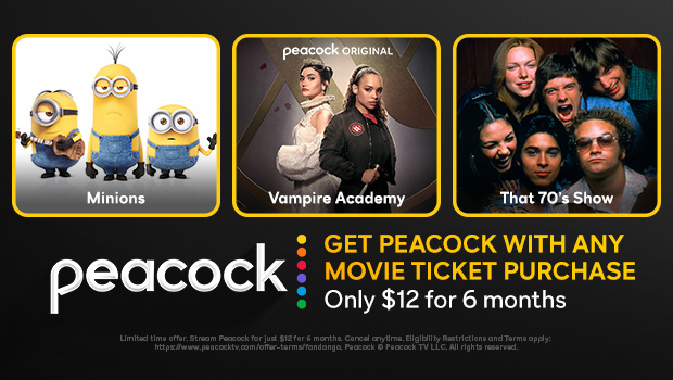 Buy Movie Ticket from Fandango, Get 6-Months of Peacock TV Premium for $12