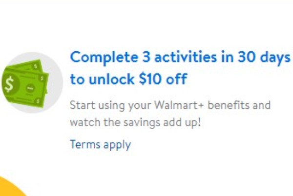 Select Walmart+ Members: Complete 3 Tasks, Get $10 off $35+ Promo Code for Future Order (YMMV)