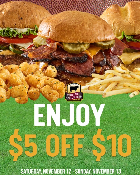 SmashBurger (SmashRewards) 5 off 10 (11/12 11/13) at Participating Locations