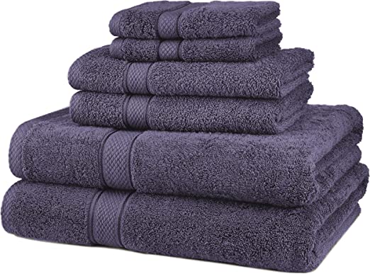 6-Piece Amazon Brand Pinzon Blended Egyptian Cotton Bath Towel Set (Plum) $8.63