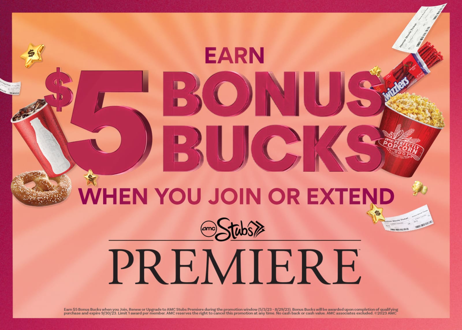 AMC Theatres Join or Extend Stubs Premiere Membership + 5 Bonus Bucks