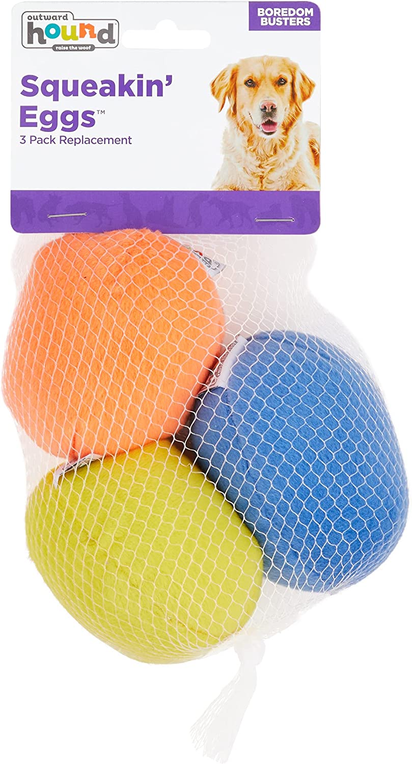 3 Pack Outward Hound Squeakin Eggs Plush Mini Dog Toy