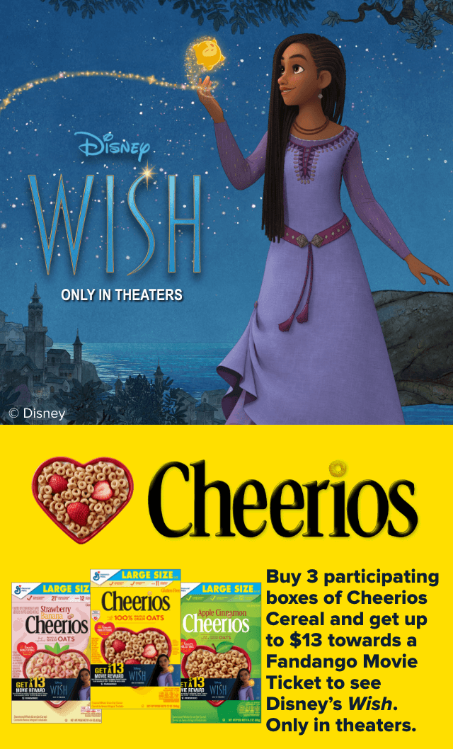 Buy 3 participating cheerios products get 13 off movie ticket for