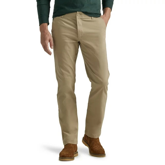 Lee Men's Flat Front Chino with Motion Flex Waistband Pant (Khaki or Black)