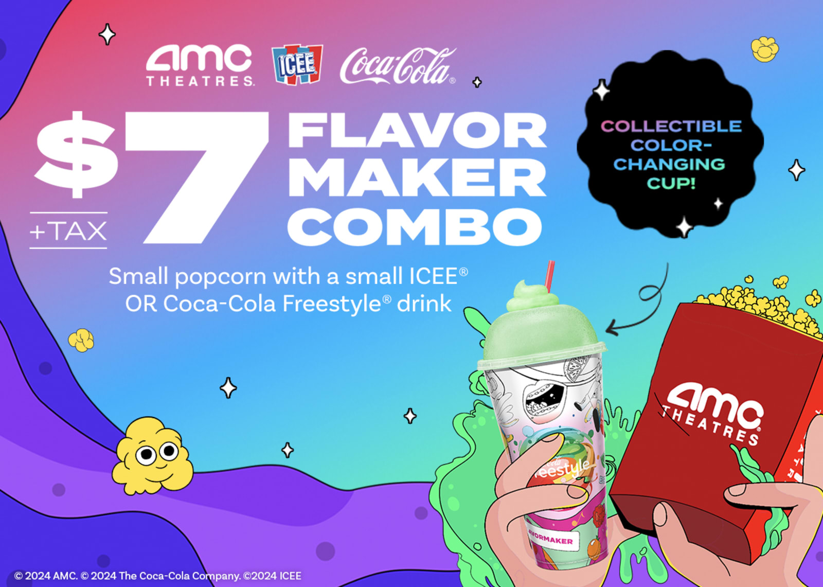 AMC Theatres: Small Popcorn + Small ICEE or Coca-Cola Freestyle Drink in Color Changing Cup for $7 (Must show Student ID)