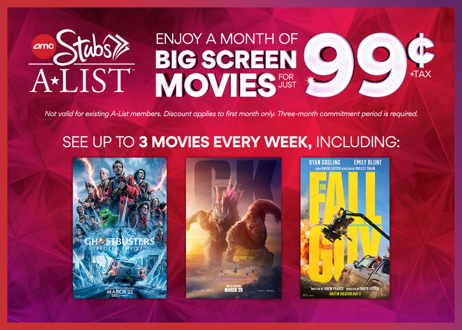 AMC Theatres: AMC Stubs A-List Membership for $0.99 for First Month (3-Months Required)