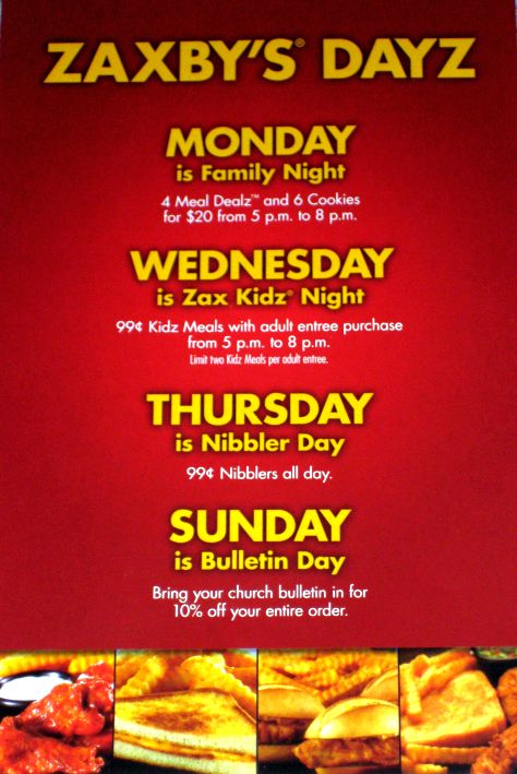 zaxbys dayz deals mondays 4 meals 6 cookies for 20 wednesdays