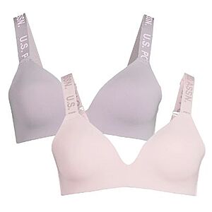2-Pack U.S. Polo Assn Women's Wire-Free Push Up Bra (Meringue, Sizes 34C or  36D)