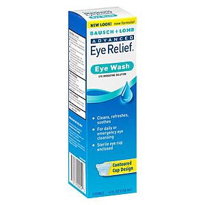4-Oz Bausch + Lomb Advanced Eye Relief Eye Wash Free (+tax) + Free Store Pickup on $  10+ Orders