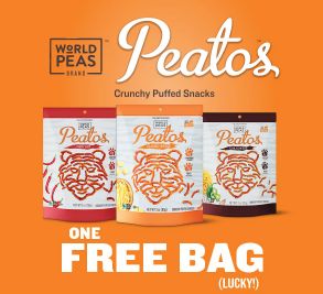 Free 3oz Bag of World Peas Brand Peatos Crunchy Puffed Snacks (Printable Coupon)