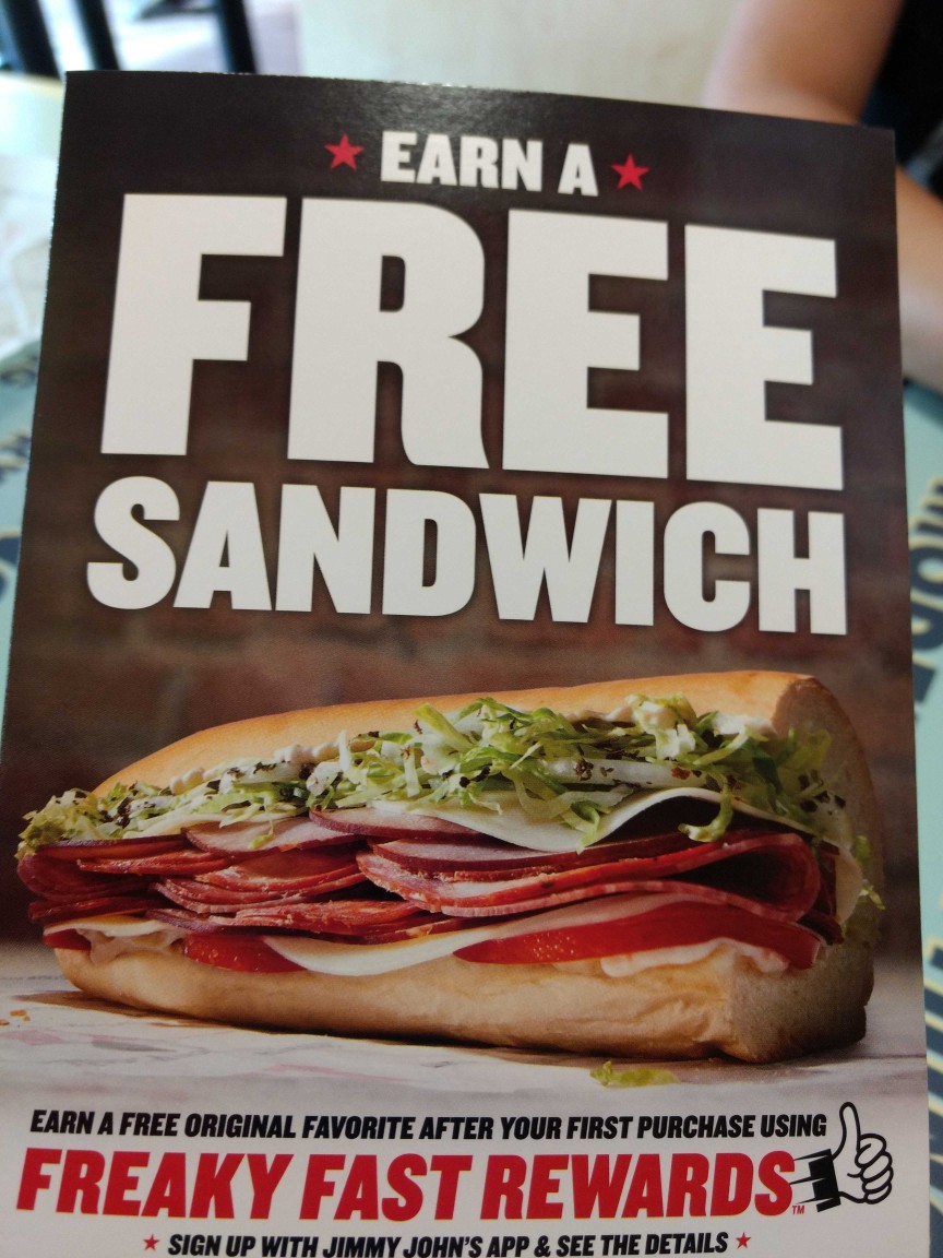 Jimmy John S Freaky Fast Rewards Free Original Favorite Sandwich