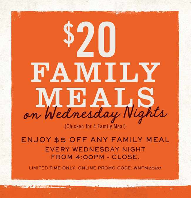Cowboy Chicken - $5 off Family Meals on Wednesdays (feeds 4 for $20 or feeds 6 for $30) *Free Delivery w/ $15+ Orders