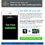 NYC Tabbedout app. $20 Off your restaurant bill in New York
