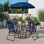 Walmart.com has Flash Furniture Nantucket 6 Piece Navy Patio Garden Set with Umbrella Table and Set of 4 Folding Chairs for $133.23