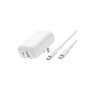 Belkin 42W Dual-Port USB-C & USB-A Wall Charger w/ USB-C to USB-C Cable (White) $16.99 + Free Shipping w/ Prime or on $35+