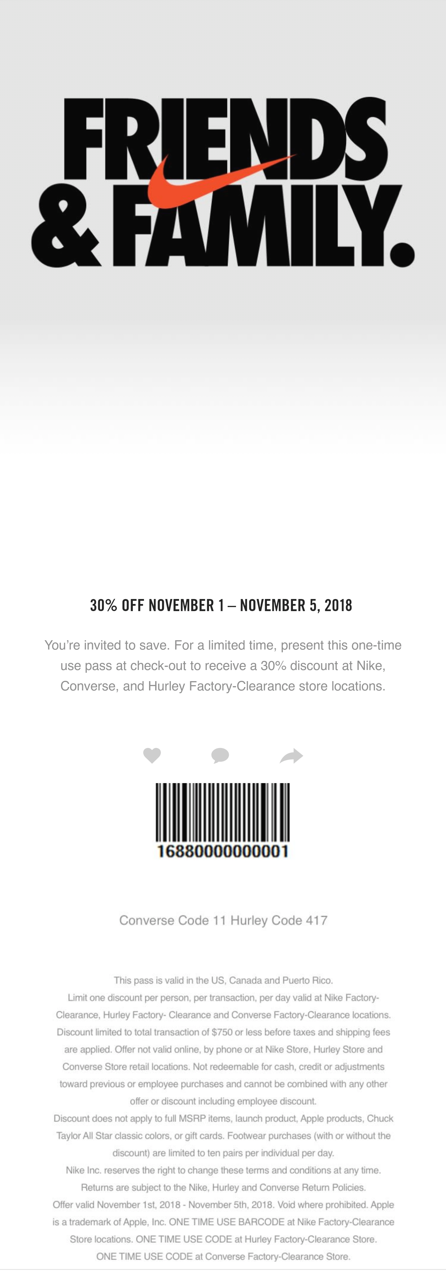 nike friends and family november 2019