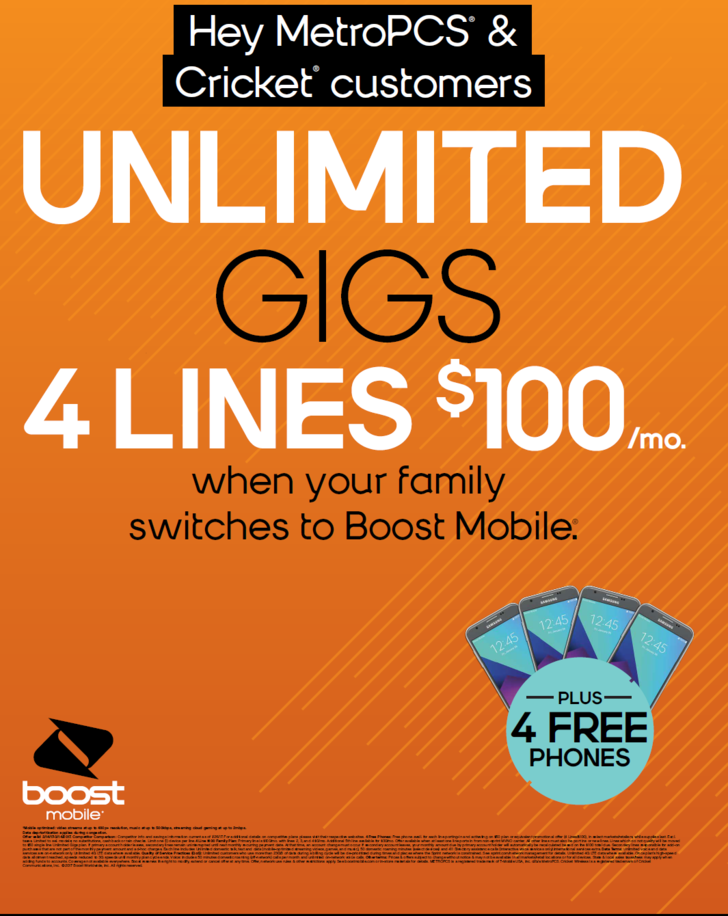 Boost Mobile - Four Unlimited Lines For $100 - Switcher ...