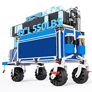 Beach Wagon with Big Wheels for Sand, Collapsible Utility Beach Cart $33