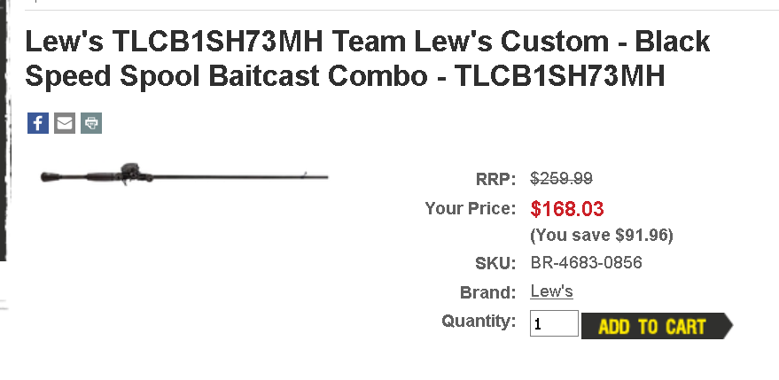 Team Lew’s® Custom Black Speed Spool LFS Combo $168.03