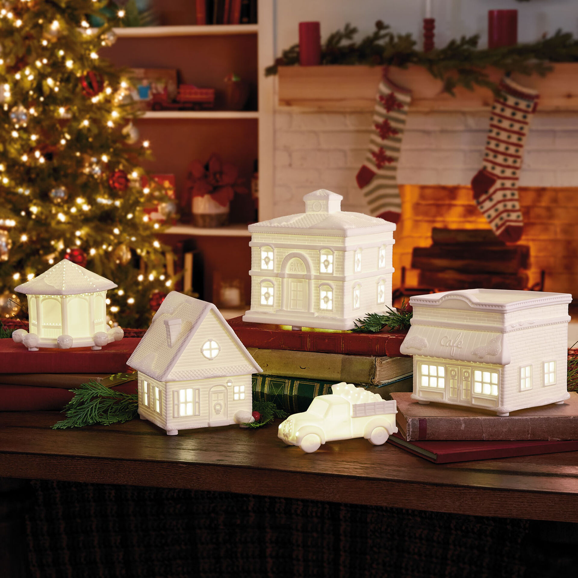 SAVE $50 on Hallmark Channel Musical Christmas Village With Light, Set of 5 $99.99